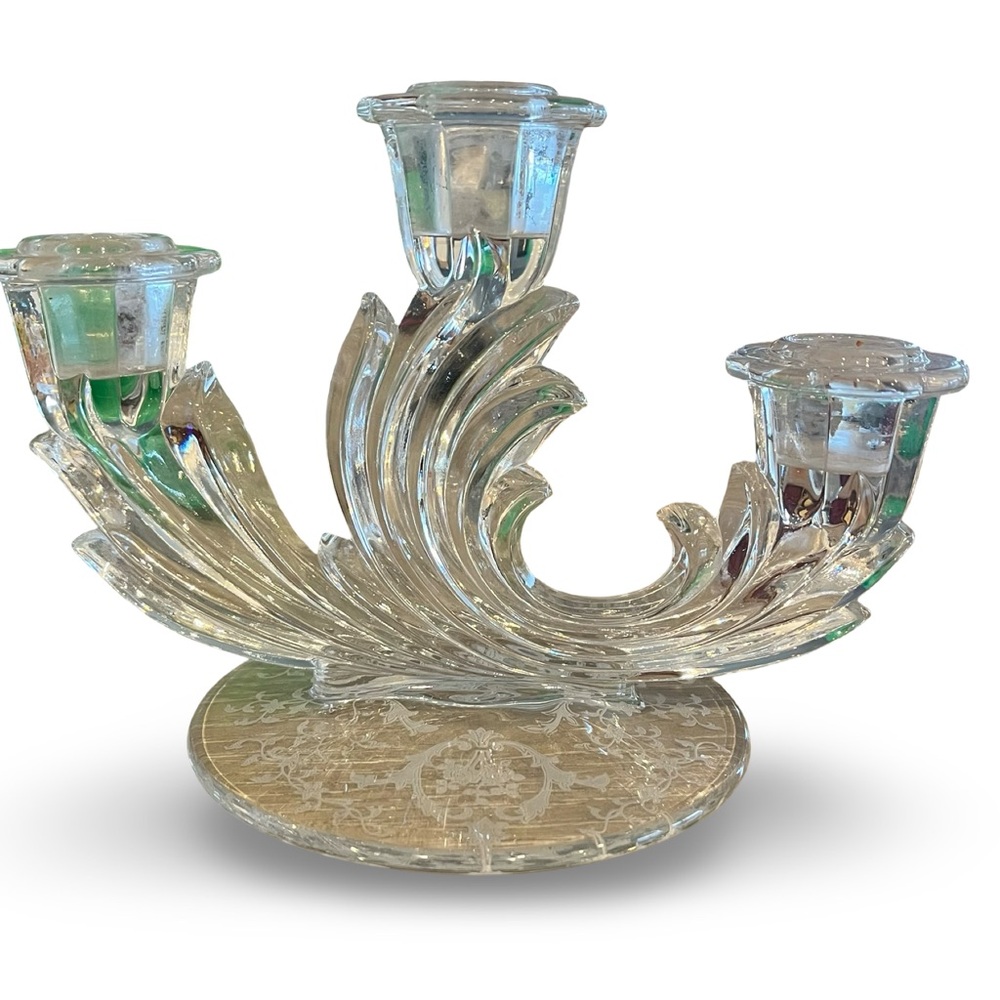 Fostoria Baroque 3 Light Crystal Candle Holder